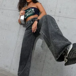 HERE&NOW Women Jean Boyfriend Fit High-Rise Light Fade Acid Wash Stretchable Jeans image 5