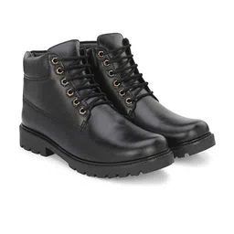 Layasa Men Leather Round Toe Mid-Top Casual Boots image 5