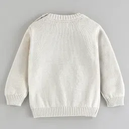 Babyoye 100% Cotton Intarsia Full Sleeves Sweater with Deer Design - Cream image 3