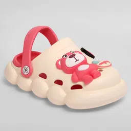 KIDLINGSS Bear Applique Detailed Perforated Clogs - White & Orange image 4