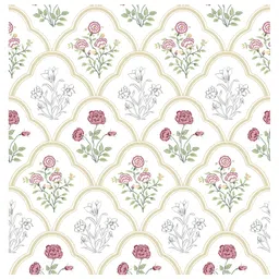 Haus & Kinder Rose Serenity 186 TC 100 % Cotton King Printed Bedsheet- White image 4