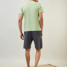 SleepZ by Raymond Round Neck Pure Cotton T-Shirt With Shorts image 4