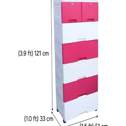 The Tickle Toe Kids Pink & White Durable & Eco-Friendly 7-Drawer Storage Chest-image-79