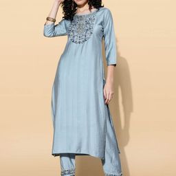 Anouk Rustic Women Ethnic Motifs Embroidered Sequinned Kurta with Trousers-picture-42