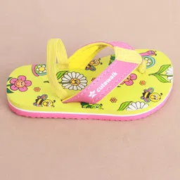 Cute Walk by Babyhug Slip on Flip Flops with Back Strap & Floral Print - Limegreen image 5