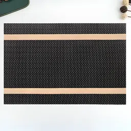 YELONA  Black & Pink 10 Pieces Striped Rectangle Table Placemats image 1