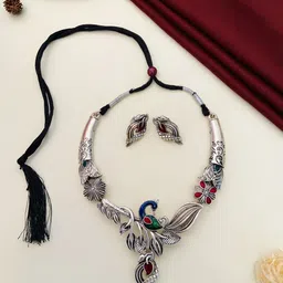 Sangria Silver-Plated Stone Studded Jewellery Set image 1