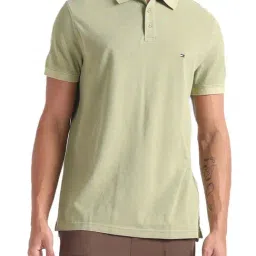 Tommy Hilfiger Faded Olive Solid Regular Fit Polo T-Shirt-picture-13