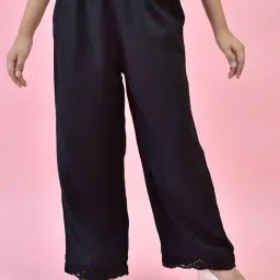 Juniper Girls Black Solid Plazzos-image-9