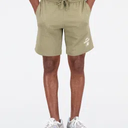 New Balance Green Logo Print Regular Fit Sports Shorts image 1