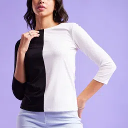 Fablestreet White & Black Color-Block Top image 1