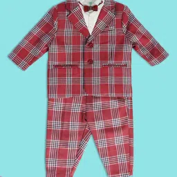 MINIKLUB Kids Brown & White Checks Full Sleeves Shirt, Coat, Pants with Bow-picture-18