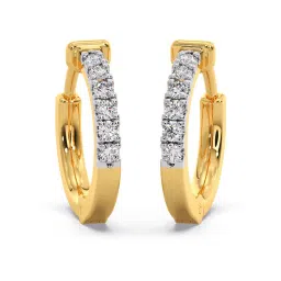 Candere by Kalyan Jewellers Stylish 14K Yellow Gold and Diamond Hoop Earrings image 1