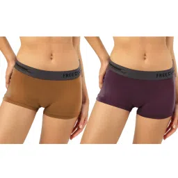 Freecultr Brown & Purple Plain Boy-Shorts Panties - Pack Of 2 image 1