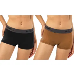 Freecultr Black & Brown Plain Boy-Shorts Panties - Pack Of 2 image 1