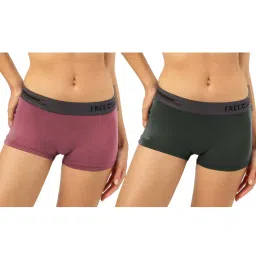 Freecultr Pink & Green Plain Boy-Shorts Panties - Pack Of 2 image 1