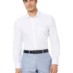 Park Avenue White Slim Fit Striped Shirt image 1