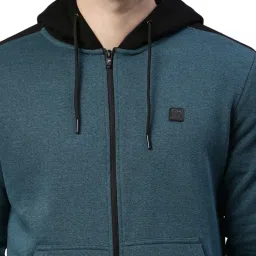 Proline Blue Regular Fit Colour Block Hooded SweatShirt image 5