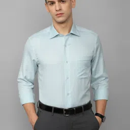 Louis Philippe Gods & Kings Blue Cotton Regular Fit Texture Shirt image 1