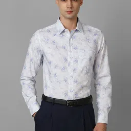 Louis Philippe White Cotton Slim Fit Printed Shirt image 1