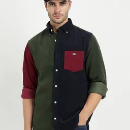 GANT Men Relaxed Fit Colourblocked Button-Down Collar Pure Cotton Casual Shirt-picture-32