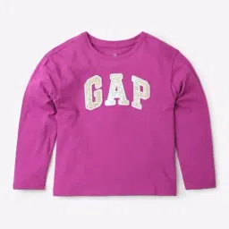 GAP Girls Purple Cotton Embellished T-Shirt-image-34