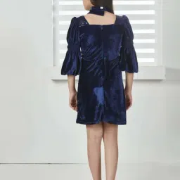 Peppermint Kids Navy Blue Velvet Body Fit 1 Dress and 1 Jacket image 2