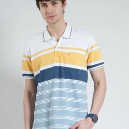 Monte Carlo Yellow Regular Fit Striped T-Shirt-picture-40