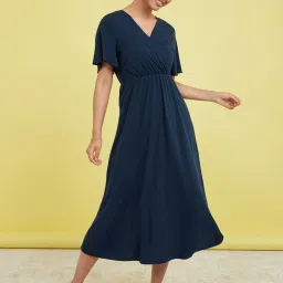 Styli Solid Wrap Front Nightdress image 1