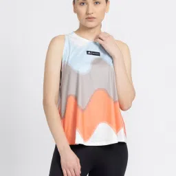 adidas Blue & Coral Printed Running Tank Top image 1