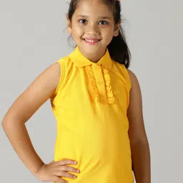 Kiddopanti Kids Yellow Solid Polo T-Shirt image 1