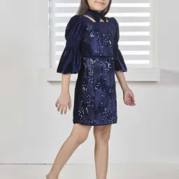 Peppermint Kids Navy Blue Velvet Body Fit 1 Dress and 1 Jacket image 3