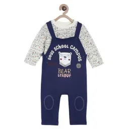 MINIKLUB Boys Navy & White Printed Full Sleeves T-Shirt with Dungaree-picture-35