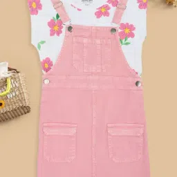 Pantaloons Junior Girls Moonlite Mauve Floral Print Dungaree Set-image-55