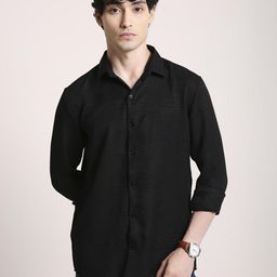 John Philips Men Premium Fit Solid Spread Collar Cotton Casual Shirt-picture-16