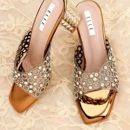 Elle Women's Antique Gold Ethnic Sandals image 1