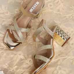 Elle Women's Gold Ankle Strap Sandals image 1