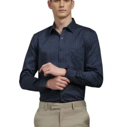 Louis Philippe Navy Cotton Slim Fit Printed Shirt-picture-36