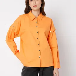 Vero Moda Tangerine Solid Casual Shirt image 1
