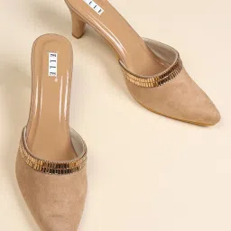 Elle Women's Beige Mule Shoes image 1
