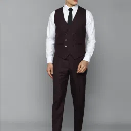 Louis Philippe Brown Slim Fit Checks Three Piece Suit image 3