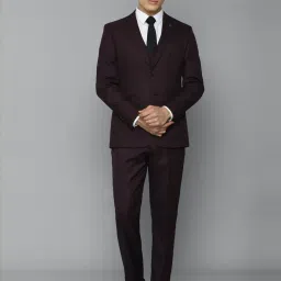 Louis Philippe Brown Slim Fit Checks Three Piece Suit image 1