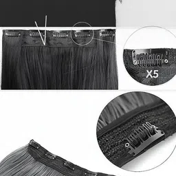 VIEWS Black Straight Clip-In Locks Hair Extension image 2