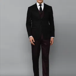 Louis Philippe Gods & Kings Black Slim Fit Self Pattern Four Piece Suit image 1