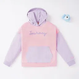 Ed-a-Mamma Kids Light Pink & Purple Printed Full SleevesHoodie image 1