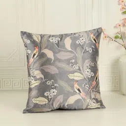 India Circus Grey Silk Bird Land Paradise Cushion Cover-image-38