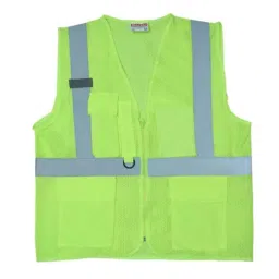 Safeu 140 GSM Thickness 100% Polyester Net Green Reflective Jacket Free Size (Pack of 5)-image-31