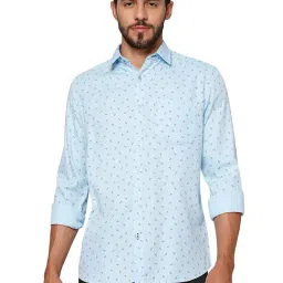 Greenfibre Sky Blue Regular Fit Printed Cotton Shirt-picture-14