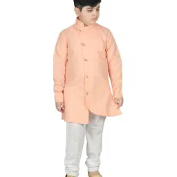 SG Yuvraj Kids Peach Regular Fit Kurta Set-image-10