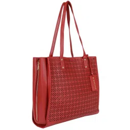 Giordano Red Cut Work Medium Tote Handbag image 5